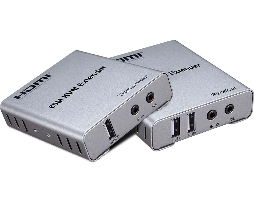 KVM 4K HDMI Extender 60M WITH Audio Output IR Control Support USB Mouse and Keyboard Extension Over cat5e cat6 Cable, HDMI KVM Extender Video Resolution up to 1080p-image-42