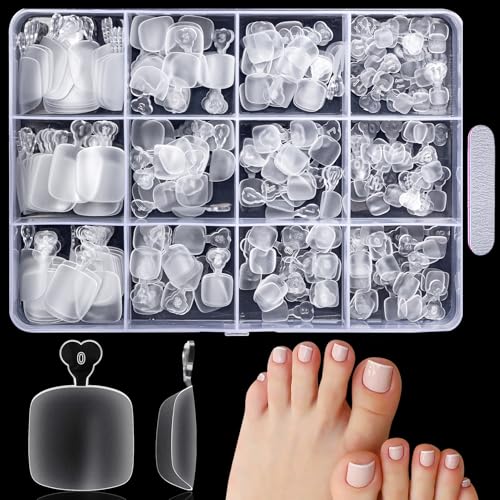 MELLIEX 240 Pièces Faux Ongles Pieds 12 Tailles Acrylique Clair Capsules Ongles Couverture Complète Capsule Americaine Ongle Artificiels pour Femmes Filles...