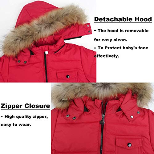 Image of JiAmy Kids 2 Piece Snowsuit Set Girl Winter Hooded Puffer Jacket & Snow Bib Pants Boy Ski Suits Ultralight Outfit