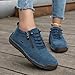 GEEZXWSL Women's Outdoor Mid-top Casual Leather Shoes,Comfortable Round Toe Hand-Stitched Non-Slip Side Zipper Fashion Sneakers (7,Blue)