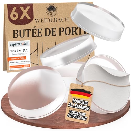 WEIDEBACH® 6x butée de porte adhésive transparentes, amortisseur porte 20 x 5 mm, tampon porte, butoir de porte transparent, amortisseur de porte murale