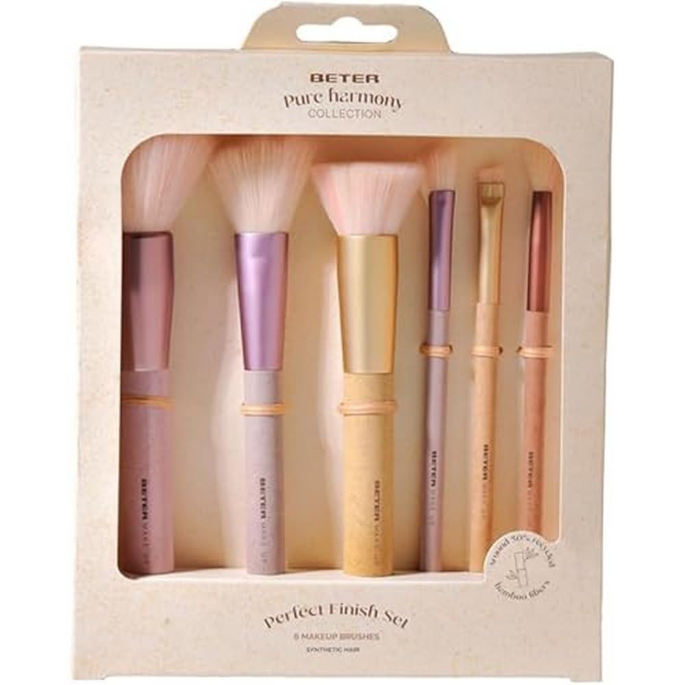 Beter - Pennelli trucco Pure Harmony, 6 pennelli per viso e occhi, pennelli trucco, cipria, fondotinta, blush e ombretti, Make up Brush, Ideale per regalo, Natale