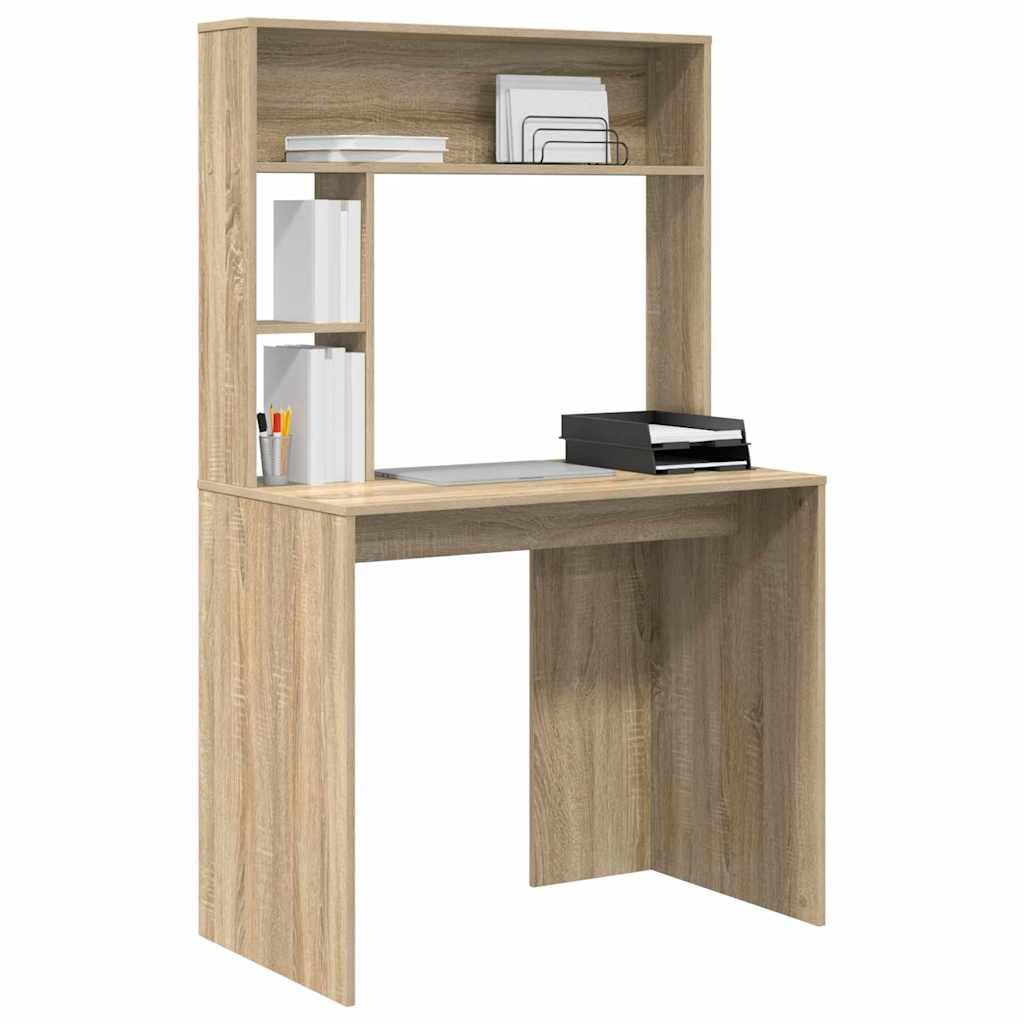 Hothingwell Scrivania in legno di ingegneria, 91 x 50 x 149 cm | Design moderno, scaffali incorporati, superficie liscia, facile manutenzione, per ufficio a casa o studio