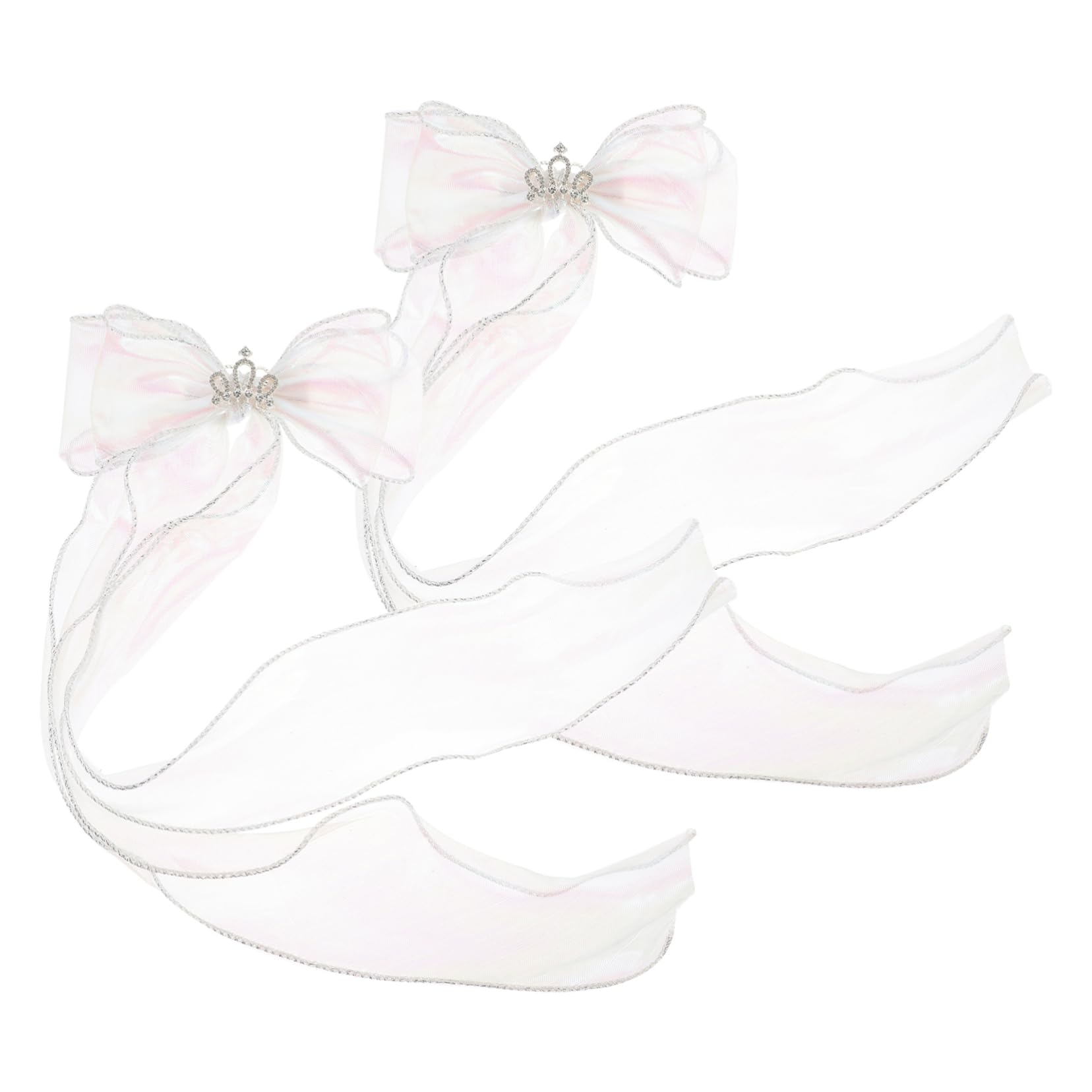 MUSISALY 2pcs Bow Hairpin Long Tail Hair Ribbon Bachelorette Barrette Bowknot Bow Barrette Clips for Women Princess Bowknot Hair Clips Bow Knot Hair Accessories Hair Bow Clips Lace White