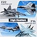 Double Fighter Jet Toy, F14 & F22 Diecast Planes with Lights & Sounds, Pull Back Military Airplane Toy Gift for Toddler,Kids, Boys