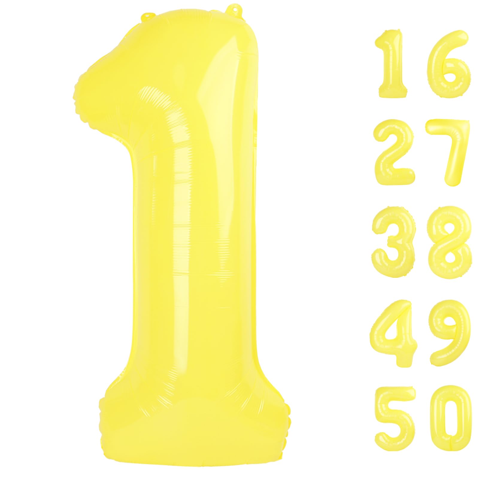 Kelfuoya 40 Inch Macaron Yellow Number 1 Jumbo Mylar Foil Helium Balloon for First Birthday Party Decorations - main product image