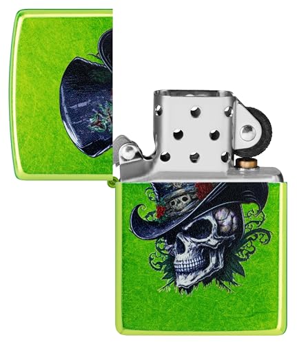 Image of Zippo Lurid Skull Top Hat - Color Image Design, Classic Matte Finish, Pocket Fuel Refillable Windproof Lighter, BIS Certified