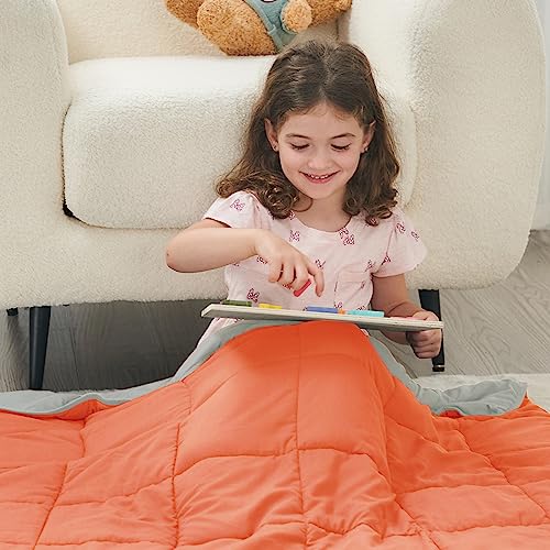 Image of yescool Weighted Blanket (7 lbs, 41 inch x 60 inch, Orange) Cooling Heavy Blanket, Perfect for 60-90 lbs, Breathable Throw Blanket Gifts with Premium Glass Bead, Machine Washable