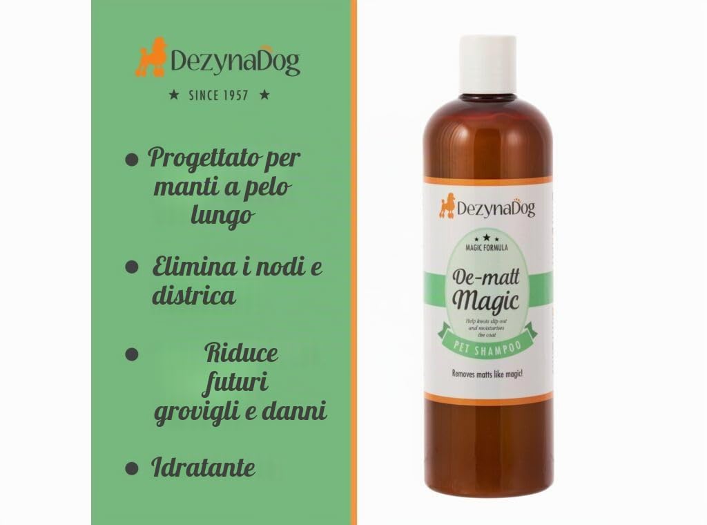 Magic Formula De-Matt Magic Shampoo 5L – Shampoo Districante Professionale per Cani a Pelo Lungo, Formula Idratante con Guaran, Diluizione 10:1, Ideale per Toelettatura Professionale