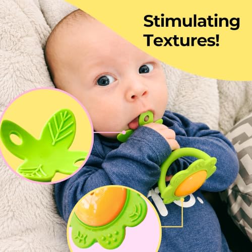 Image of Innobaby Original Teethin' Smart EZ Grip Flower Teether Rattle and Sensory Toy for Babies and Toddlers. BPA Free Teether