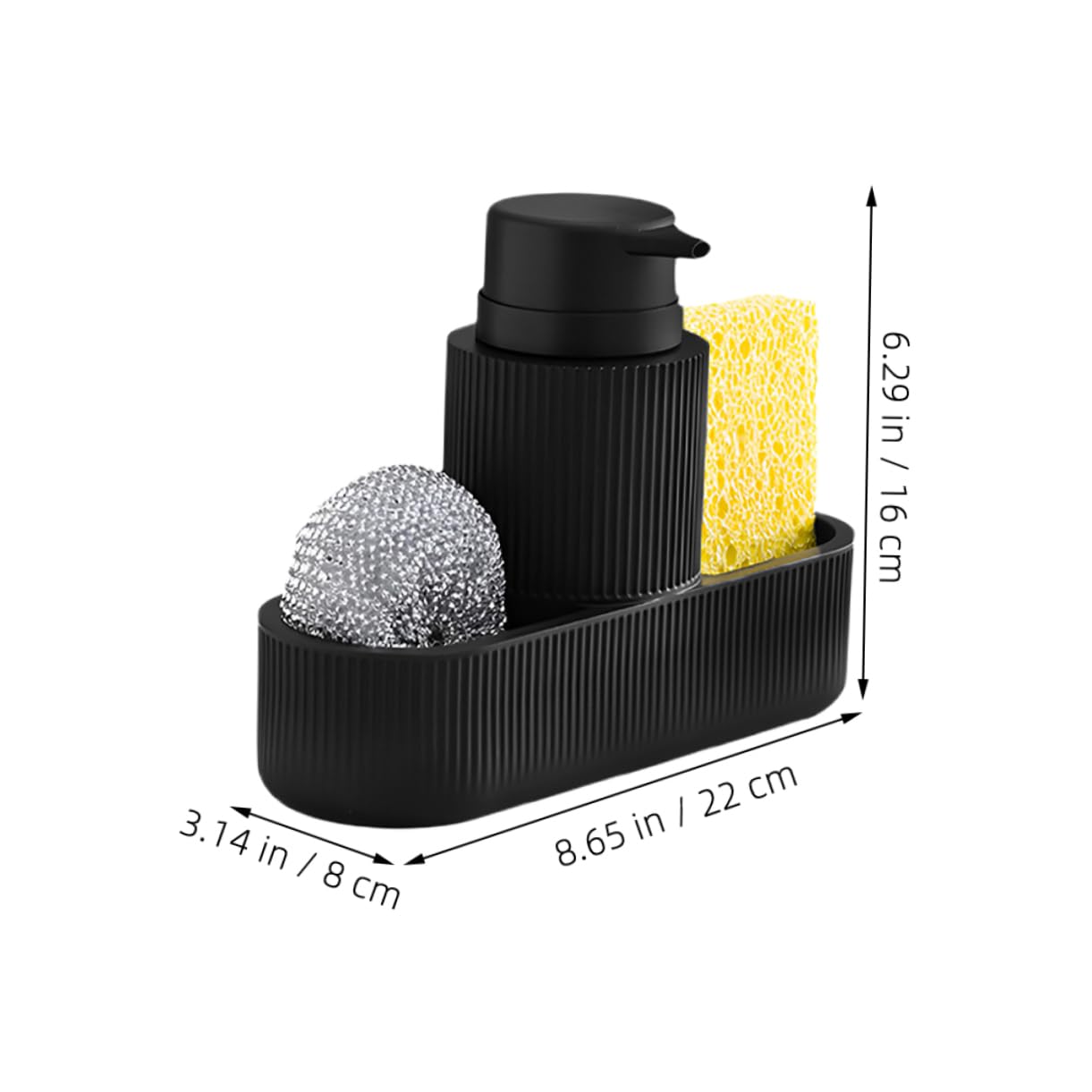 PRETYZOOM Black Kitchen Sink Dish Soap Dispenser Soap Dispenser Sponge Holder Lotion Bottle for Tidy Kitchen