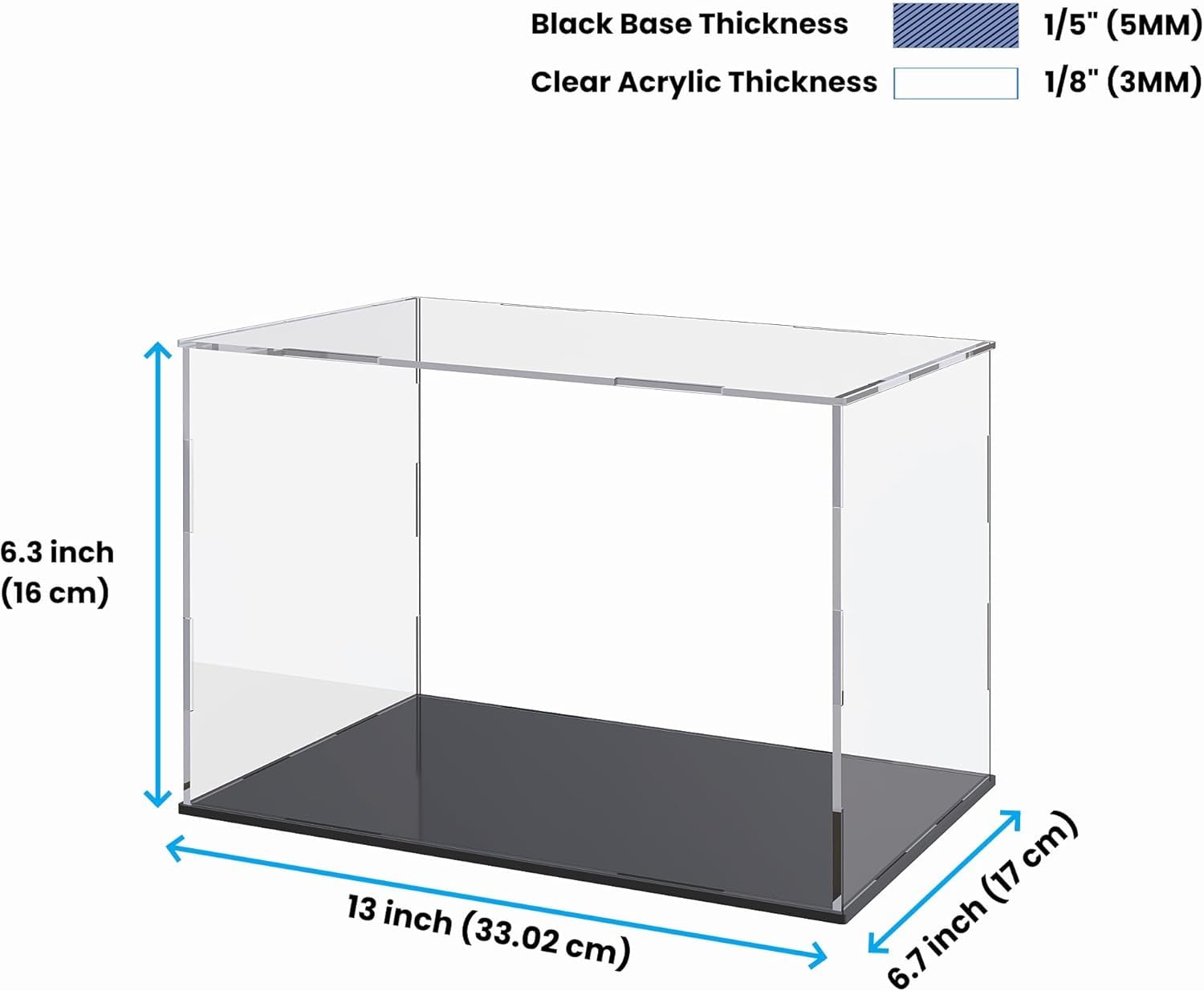NIYANETAIL DIY Clear Acrylic Display Case for Collectibles & Action Figures – Dustproof Display Box with Black Base for Toys, Miniatures, Memorabilia, Showcase Decor (13" L x 6.7" W x 6.3" H) 1