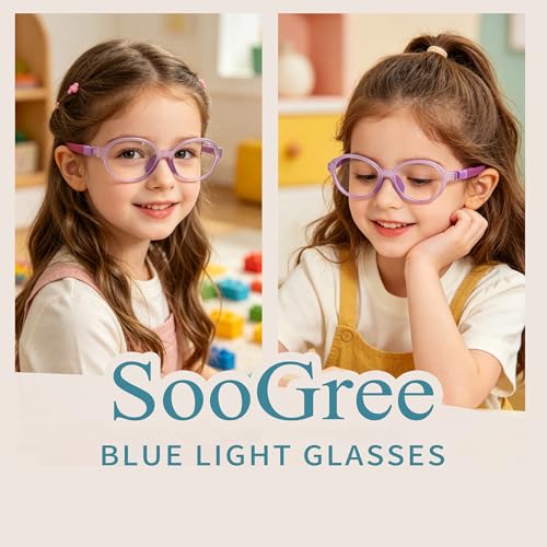 Image of SooGree Blue Light Blocking Glasses for Kids Boys Girls,Computer Screen Gaming TV Phone Glasses Anti Glare & Eye Strain