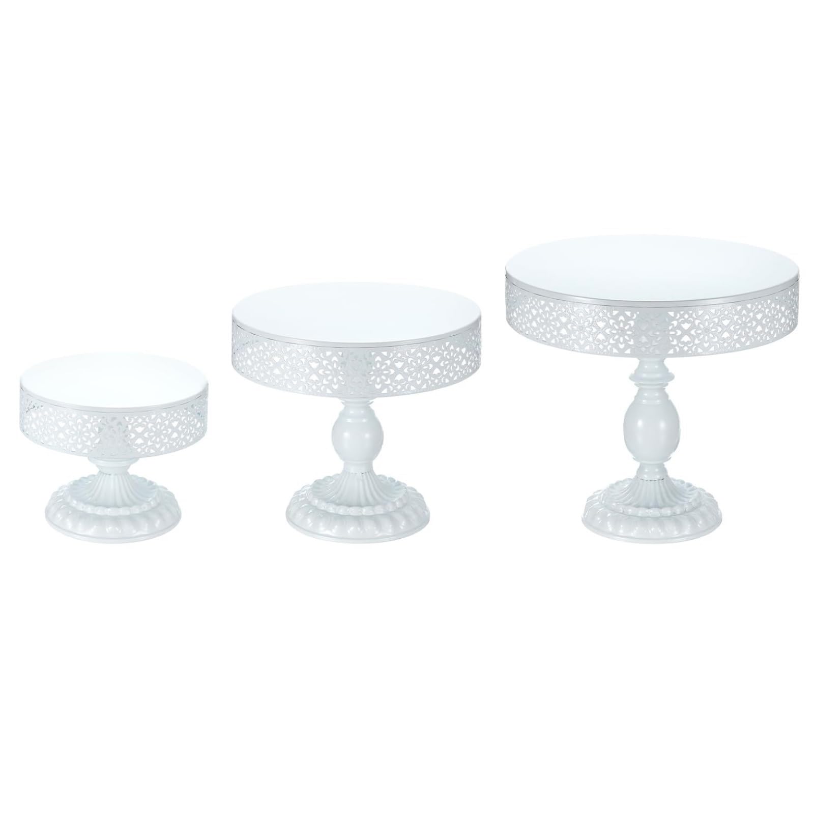 Supporto per Torte Set di 3 Alzate Rotonde for Torte, Espositore for Torte in Metallo, Dessert per Festa Matrimonio(White)