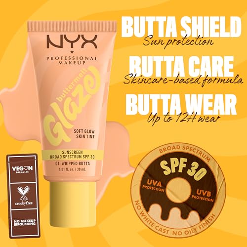 NYX PROFESSIONAL MAKEUP Buttermelt Glaze Soft Glow Skin Tint with SPF 30, Up To 12HR Wear, 01 Whipped Butta - image 4