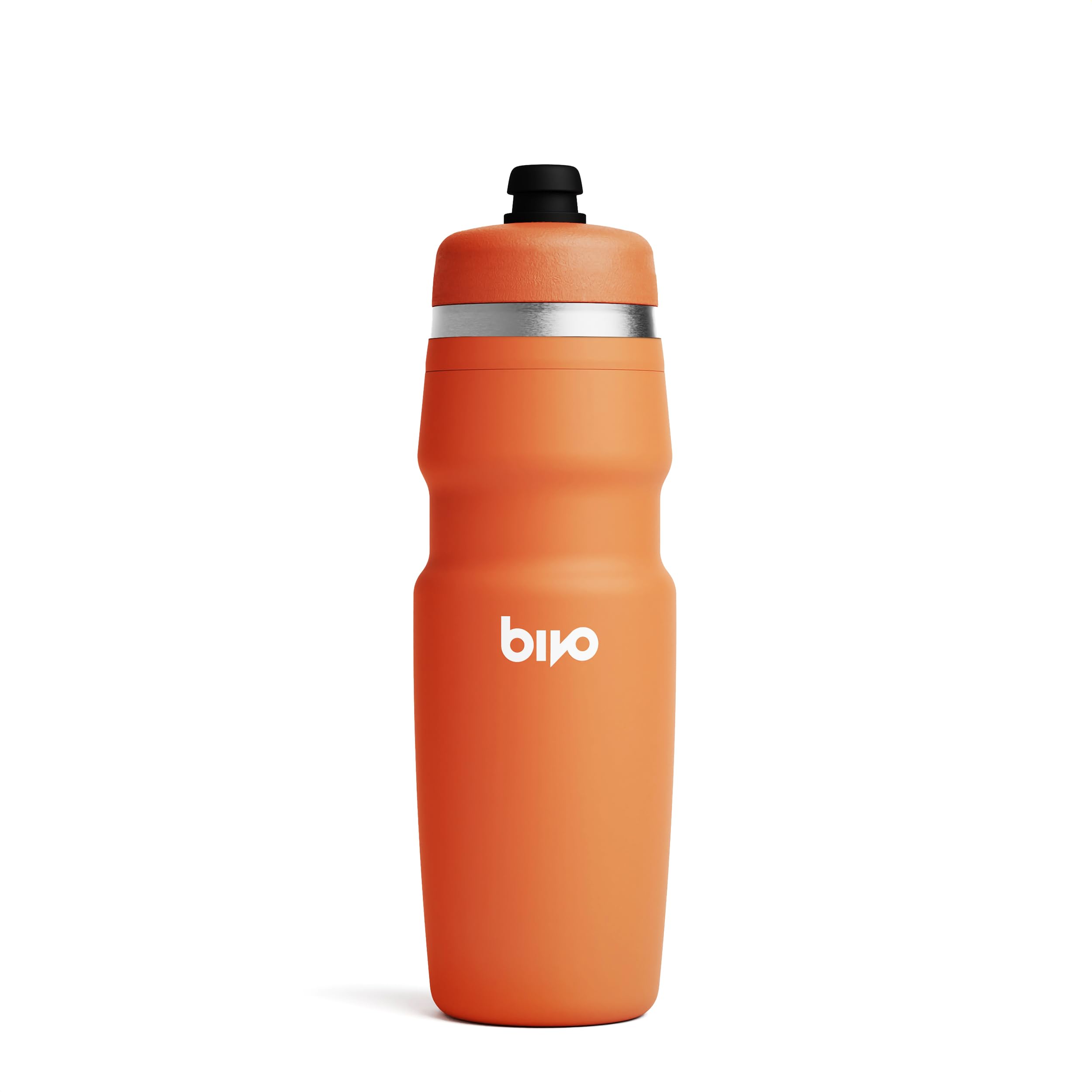 Bivo Duo 25oz Non Insulated Stainless Steel Bike Water Bottle - Lightweight for Cycling, Hiking, Sports - No Plastic Taste, Fits Most Cages, Dishwasher Safe (Coral)