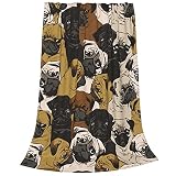 Pug Dog Blanket Flannel Throw Bed Blankets Cozy Lightweight Soft Bedding for Sofa and Bed 80x60 Inch
