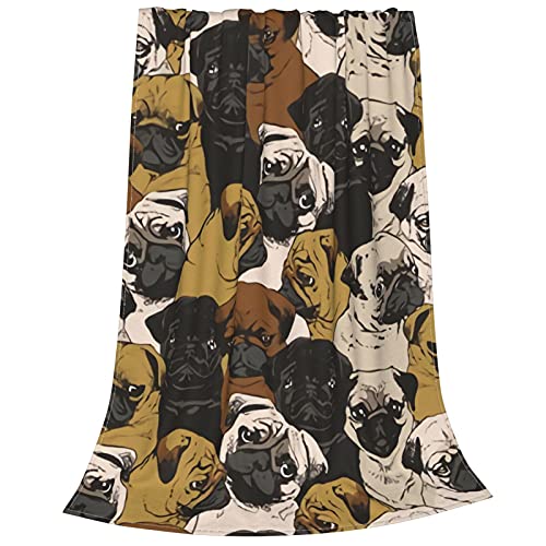 Pug Dog Blanket Flannel Throw Bed Blankets Cozy Lightweight Soft Bedding For Sofa And Bed 80X60 Inch #TOP8