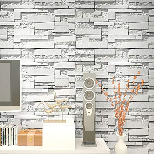wolpin 3D Brick Wallpaper (45 x 500 CM, Stealth Grey) | DIY Self Adhesive Wall Sticker for House, Office, Living Room, Hall, Kitchen Shelf Liner, PVC Vinyl Interior Decoration Roll