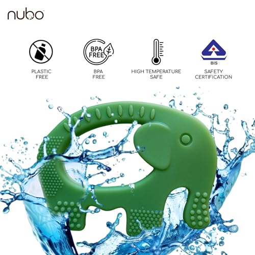 Image of Nubokind Silicone Baby Teether Ring Set | BIS Certified Multi-Textured Soft Newborn Chew Toy | for 3, 6, 9, 12 Months + BPA Free Teether | Molar Relief Easy Grip | Safe Made in India | Pack of 2