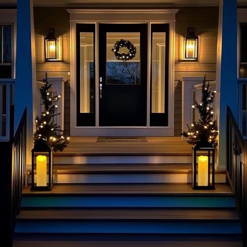 Image of Homemory 4 inchx12 inch Outdoor Waterproof Flameless Candles with Timers and Remote Control, Battery Operated Candles, LED Plastic Candles, Dark Ivory, Set of 2