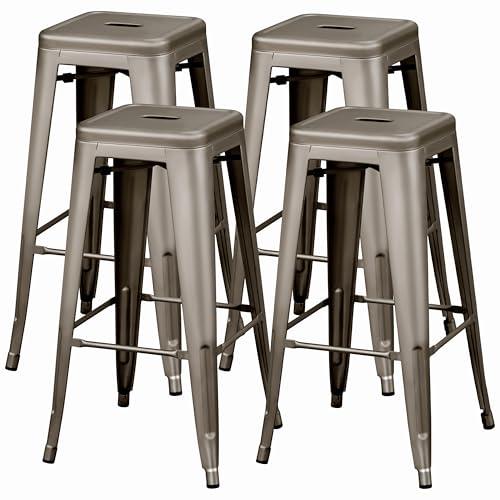 Yaheetech 30 Inch Metal Bar Stools Set of 4, Bar Height...