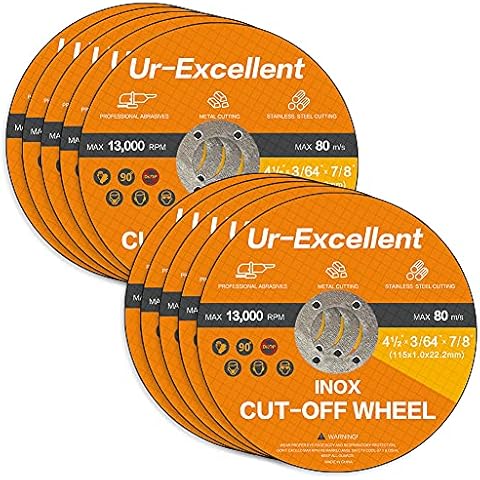 Ur-Excellent 115mm Cut Off Wheels 10-Pack, Metal and Stainless Steel Cutting Wheel, 1.2mm Thin Metal Cutting Discs for Angle Grinder Cover