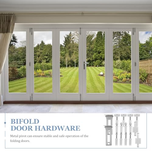 Kit de herrajes para puertas bifold Kisangel con pivotes metálicos superiores y rodillos para reemplazo de puertas plegables para clósets miniatura 6