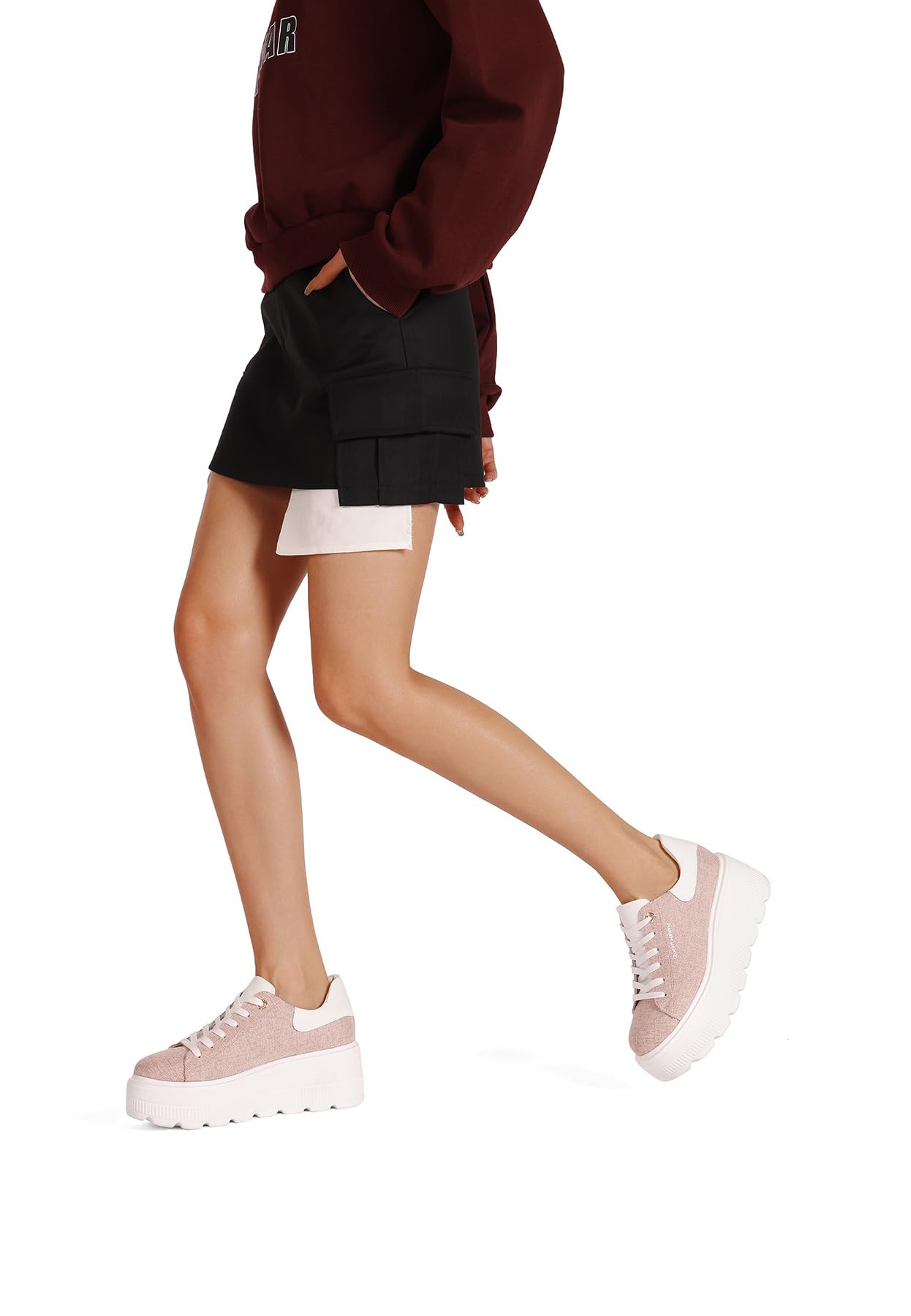 QUEEN HELENA Sneakers Donna con Platform Alta e Zeppa Scarpe da Ginnastica con Suola Chunky X32-11
