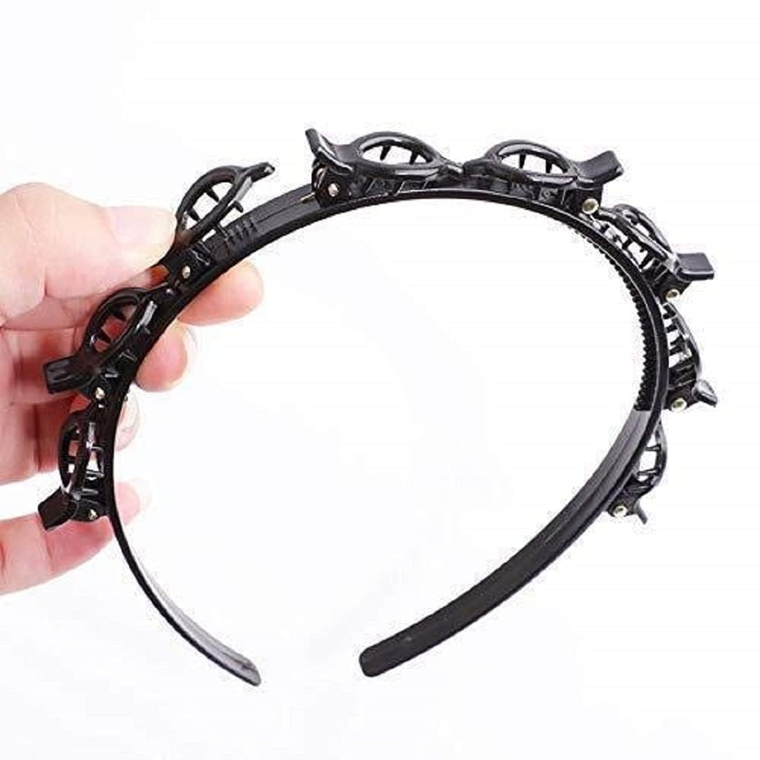 MANODHRUVA Double Layer Twist Plait Headband Plastic Hair Clips Hair Pin for Women and Girls Hairstyle Hair Tools, Pack of 1