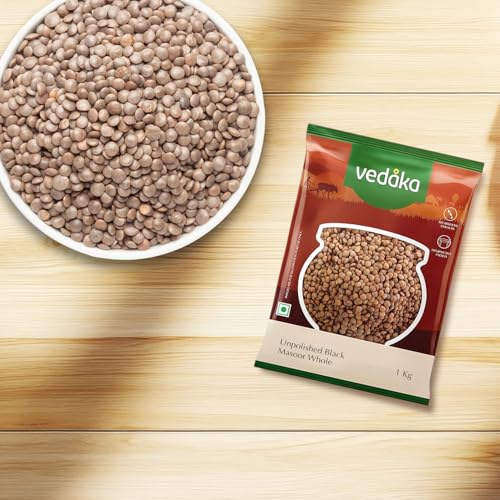 Image of Amazon Brand - Vedaka Unpolished Black Masoor Dal | Whole | 1 Kg | Premium Black Masoor Dal
