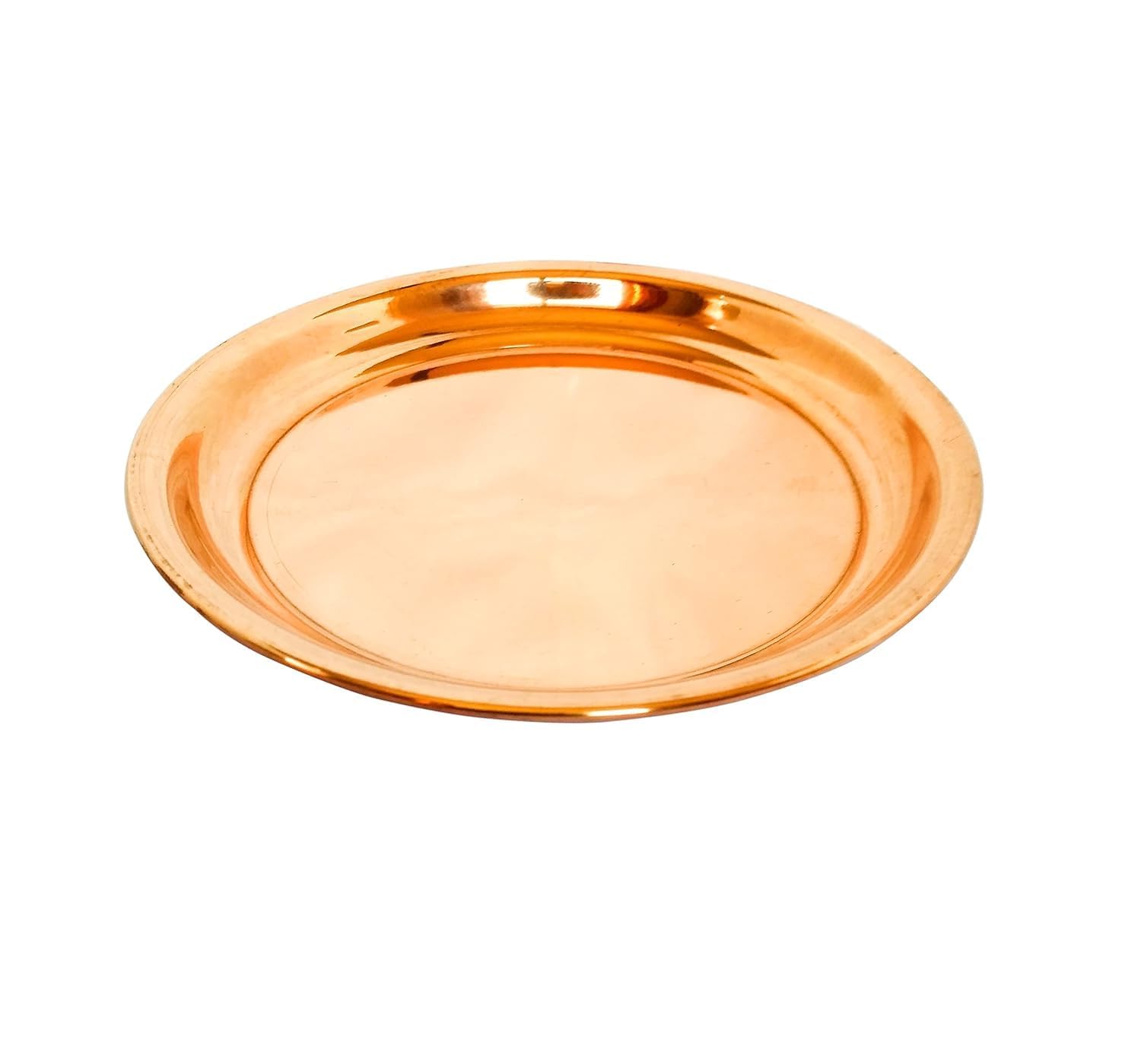Traditional Design Handmade Pooja Diya Plate/Pital Thali for Puja harathi Aarti thali Ceremony Articles Small Bhog/Prasad Prasadam Prashad Thali Copper Size 7.5 cm Set of 1 Pcs.-image-42