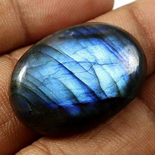 Labradorite bleue authentique cabochon ovale contre reflets ternes