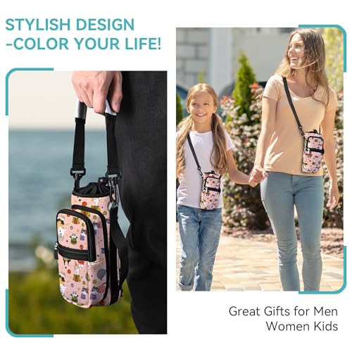 AUPET Water Bottle Carrier, Insulated Neoprene Water Bottle Holder Bag Case Pouch Cover 1000 ml or 750 ml, Adjustable Shoulder Strap, Great for Stainless Steel and Plastic Bottles