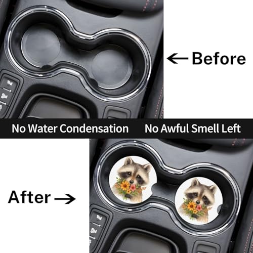 Portavasos para auto 2 piezas con diseño Gray Raccoon Bouquet miniatura 7