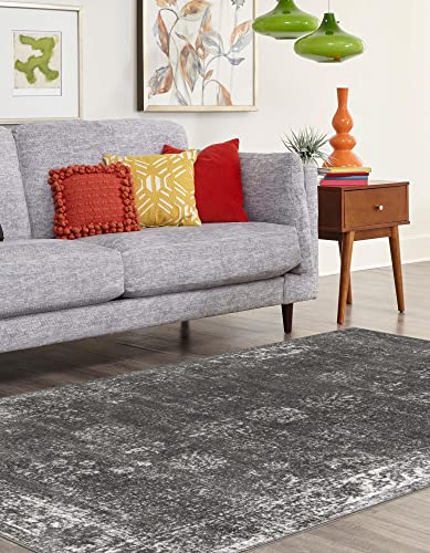 Unique Loom Sofia Collection Area Rug - Casino (4' 1" X 6' 1" Rectangle, Dark Gray/ Ivory) #TOP3