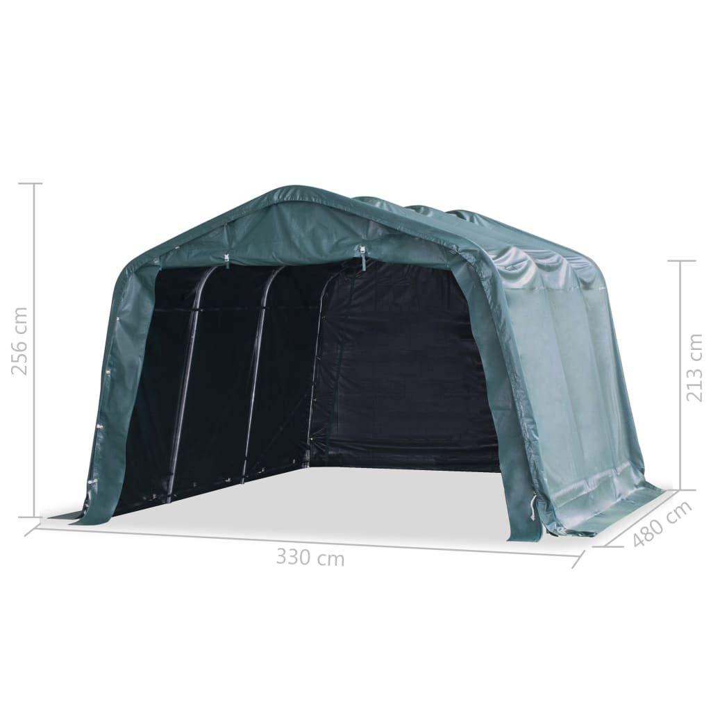 Tenda per pascolo in PVC 550 g/m², verde scuro, 3,3 x 4,8 m, per allevamento, agricoltura, stalla, bestiame, pecora, capra, cavallo e pollame durante l'allevamento, la cura e la protezione