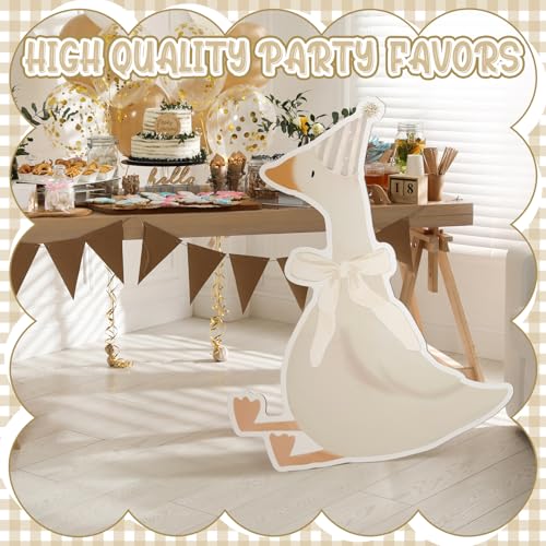 Image of Croblissful One Silly Goose Party Decorations 1st Birthday Backdrop Duck Animal Background Prop for Birthday Baby Shower Party Supplies(Beige,Goose)