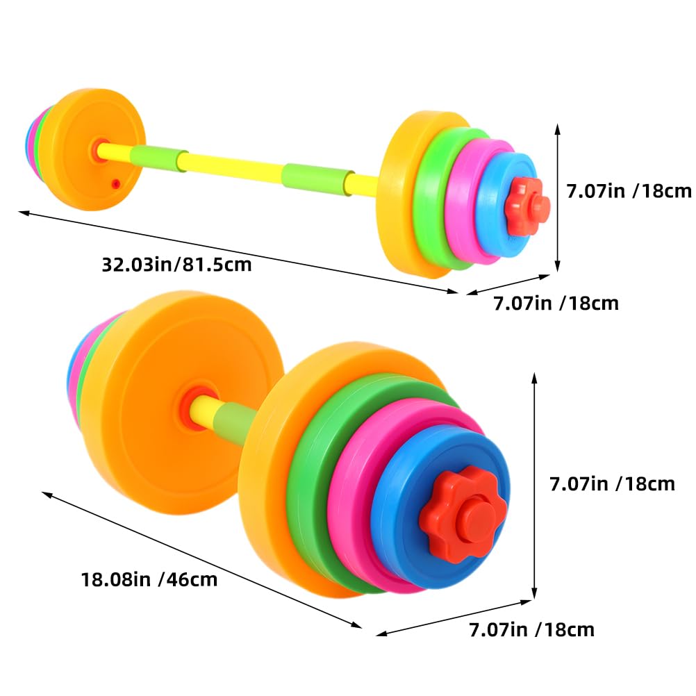 SUPVOX Adjustable Barbell for Boys and Girls Lightweight Dumbbell Barbell Set for Toddler Boys and Girls Dumbbell Toy Bright Design