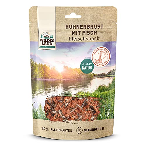 Wildes Land - Hühnerbrust mit Fisch - 5 x 200 g - Hundesnack - Hundefutter - Getreidefrei