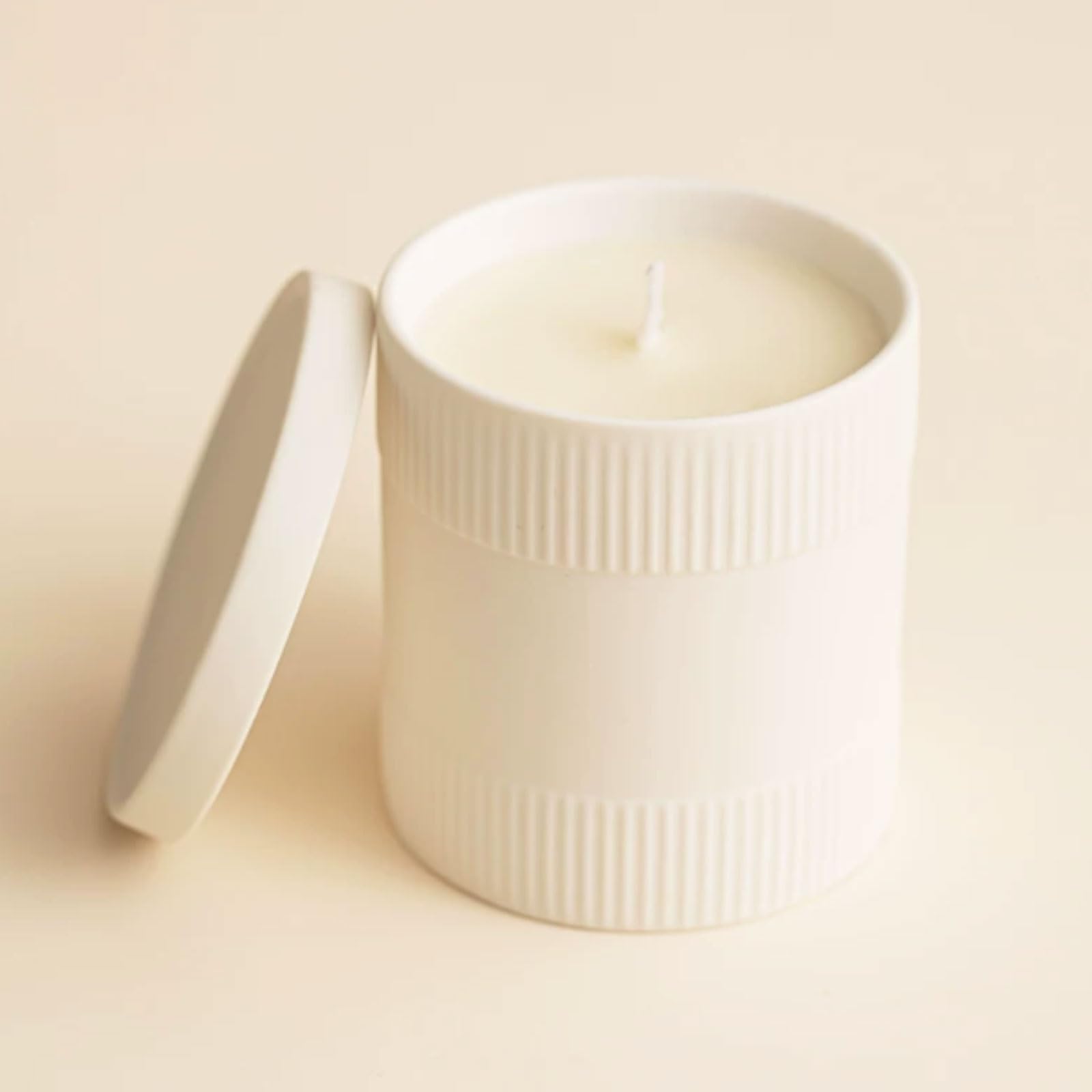 Exquisito Velas de cerámica con tapa hechas con cera de soja y aceites esenciales, velas en tarro reutilizables, de larga duración, perfumadas for el hogar meloso(Balsam Cardamom)