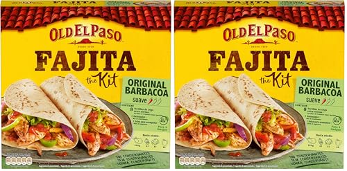 Old El Paso Kit para Fajitas, 8 Tortillas de Trigo, 1 Sazonador, 1 Salsa Sabor Barbacoa Original, Preparación Rápida y Fácil, 500g (Paquete de 2)