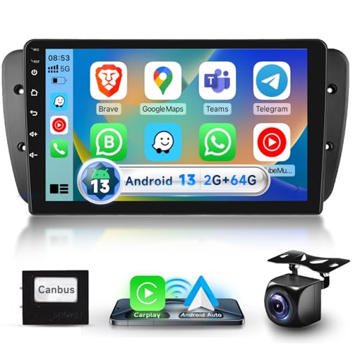 Podofo Autoradio 2G+64G pour Seat Ibiza 2009-2013, écran Tactile 9 Pouces Android 13.0, Radio avec...