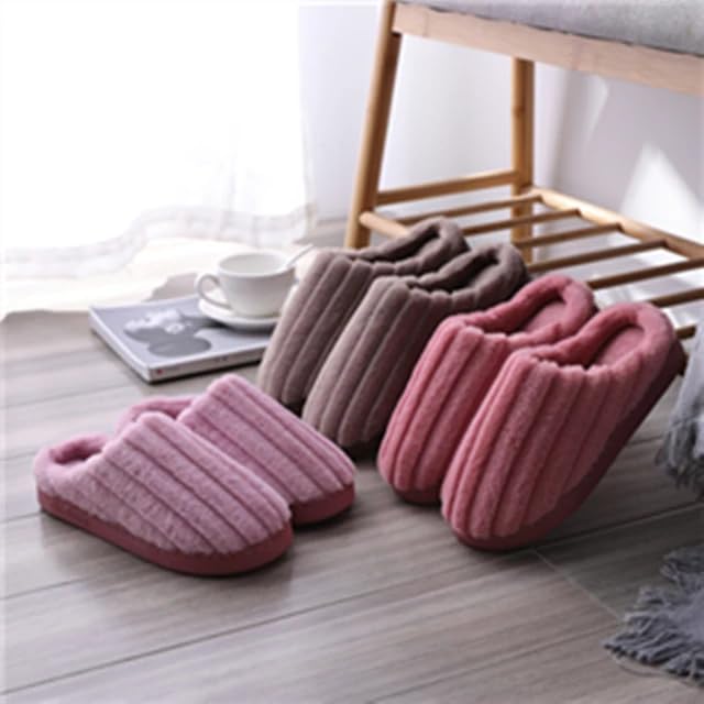 Image of Unisex Winter Flip Flop Slipper for Men and Women Soft Faux Fur Slip On Indoor Home Slides Slipper for Bedroom Sandals