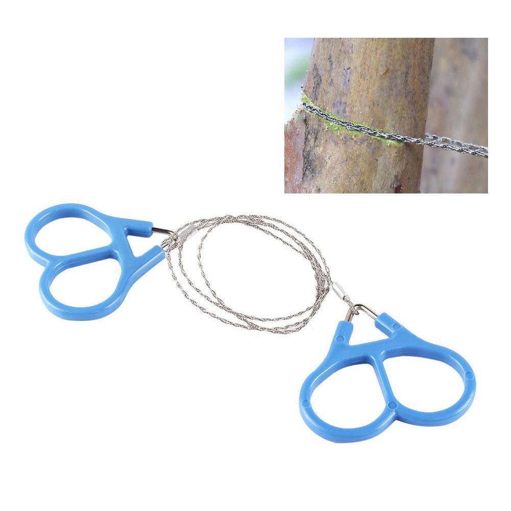 Camping Wire Saw, Steel Wire Camping Saw, with Saw Tooth and Two Rings, Portable Survival Tool for Hunting, Fishing, Camping