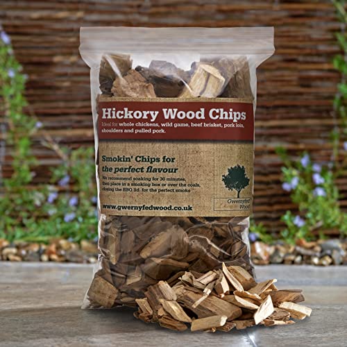 Gwernyfed Wood Selection Pack BBQ Smoker Chips - 1 Litre - Cherry, Apple, Oak, Alder, Hickory & Whiskey for Smoking Food (6 Pack (Whiskey, Apple,Oak,Cherry,Hickory,Alder))