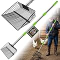 12inch Large Chicken Poop Scooper?2 Widths of Slots Litter Sifting Shovel ?23 to 66"??Chicken Coop Litter Scoop with Stainless Steel Handle, 4 in 1 Multifunctional Heavy Duty Chicken Coop Accessories