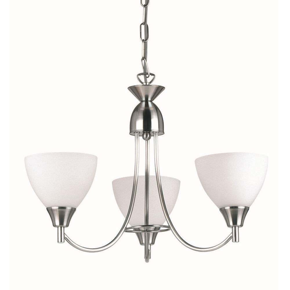Betta Lighting Satin Chrome E14 Dimmable 3 Light Pendant Semi Flush Ceiling Light