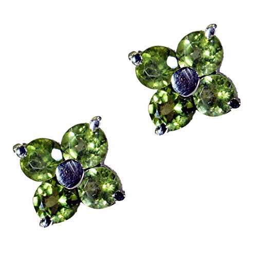 Boucles d'oreilles en péridot véritable et argent sterling massif de haute joaillerie