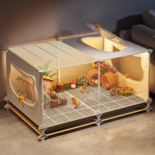 Boîte d'élevage de poules - Poulailler - Cage à caille - Avec vision transparente et coussinets cryptés - Design plateau - Idéal pour furets, chinchillas, cochons d'Inde
